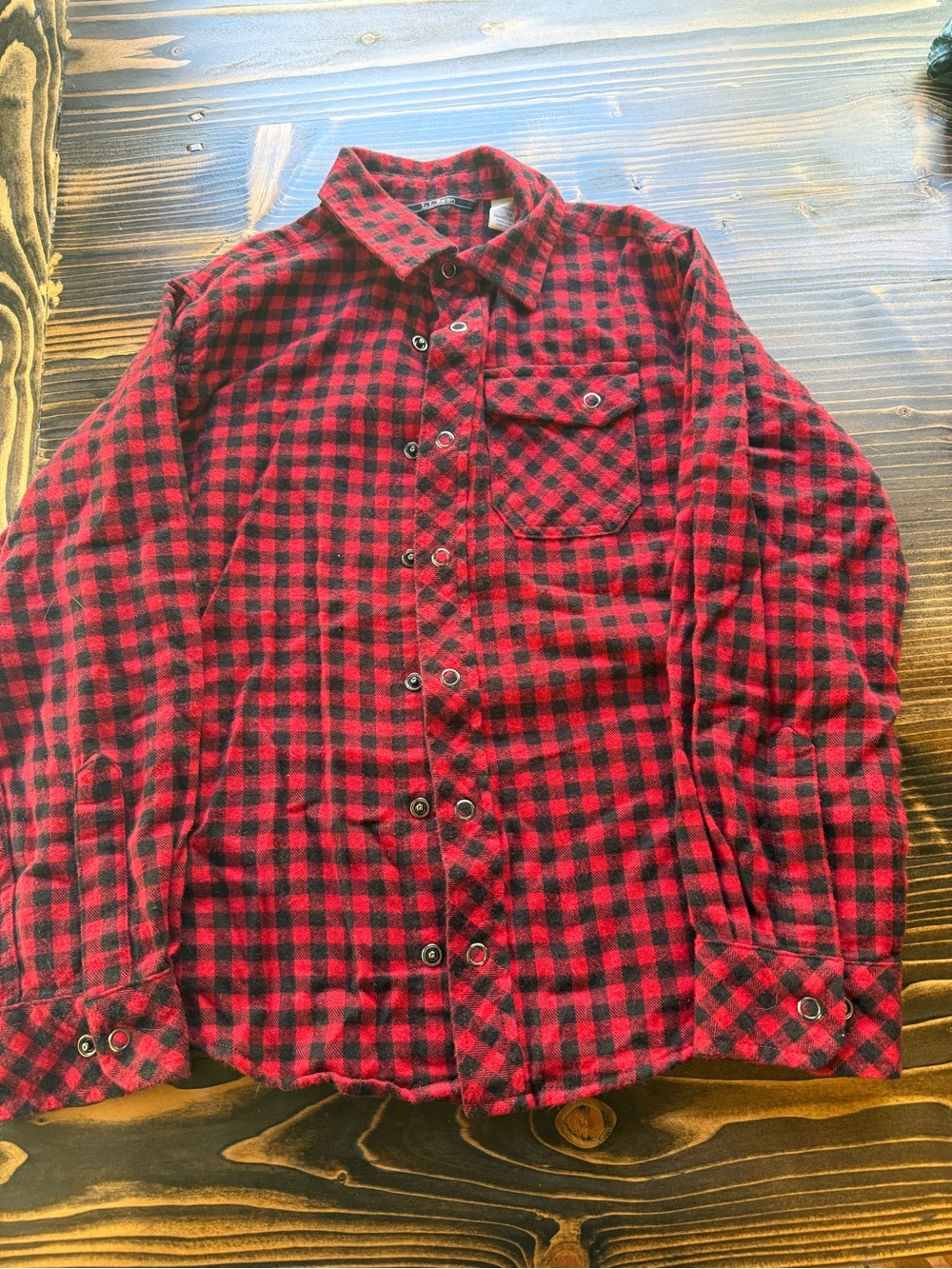 L.L. Bean Red and Black Check Flannel Button-Down Shirt